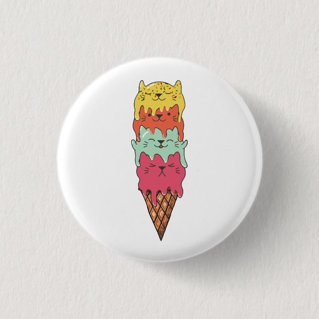 Badge Rond 2,50 Cm Crème glacée de chats mignonne | Kawaii Kittens (Devant)
