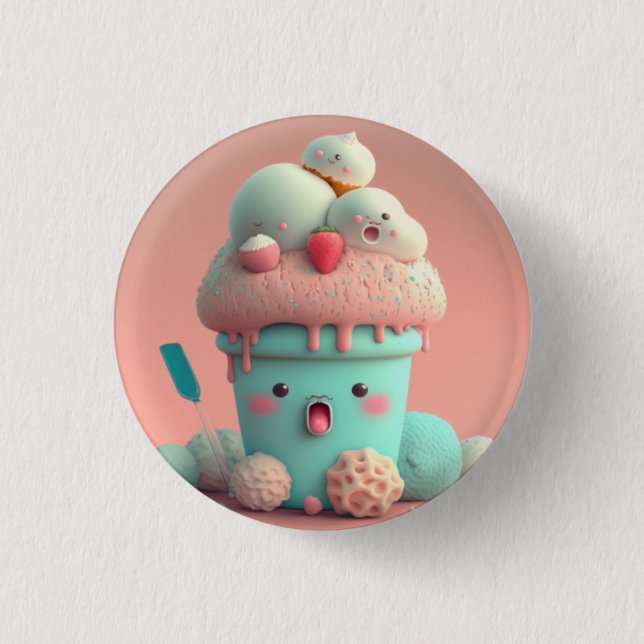 Badge Rond 2,50 Cm Crème glacée Kawaii (Devant)