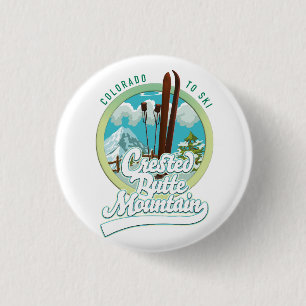 Badge Rond 2,50 Cm Crested Butte Mountain Colorado Ski logo