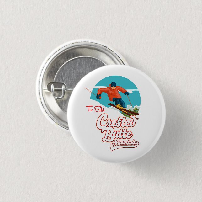 Badge Rond 2,50 Cm Crested Butte pour skier (Devant & derrière)