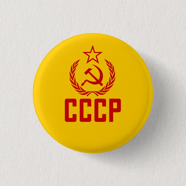 Badge Rond 2,50 Cm Crête et faucille soviétiques CCCP (Devant)