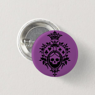 Badge Rond 2,50 Cm Crête violette avec bouton crâne et enseignes de c