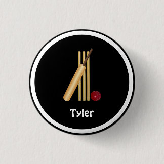 Badge Rond 2,50 Cm Cricket - Wicket, chauve-souris et balle, modèle
