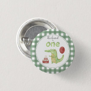 Badge Rond 2,50 Cm Crocodile d'aquarelle 1er anniversaire