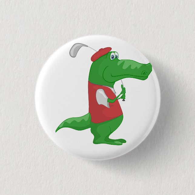 Badge Rond 2,50 Cm Crocodile Jouer au golf (Devant)