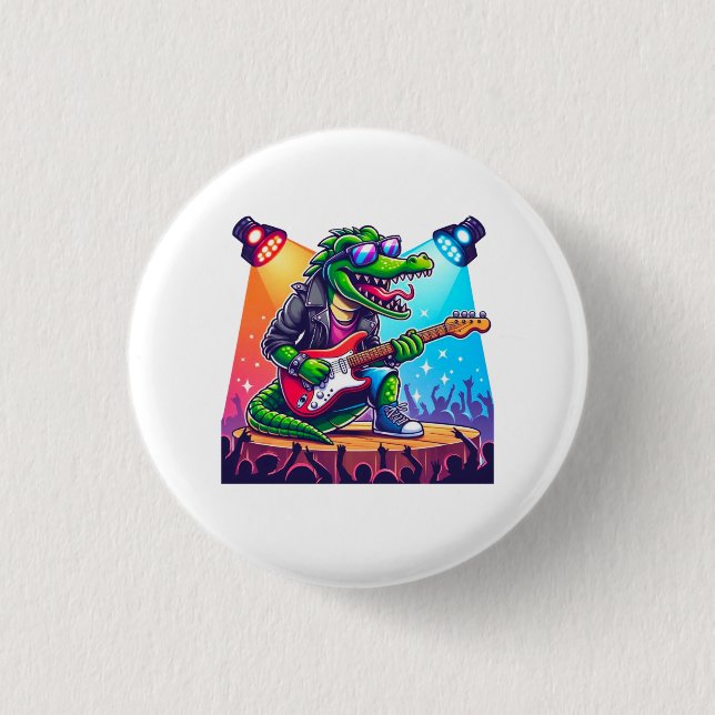 Badge Rond 2,50 Cm Crocodile rockstar l'art cool (Devant)