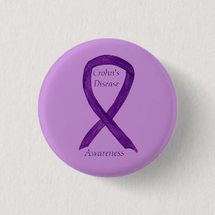 Badge Rond 2,50 Cm Crohn's Disease Awareness Purple Ribbon Custom Pin