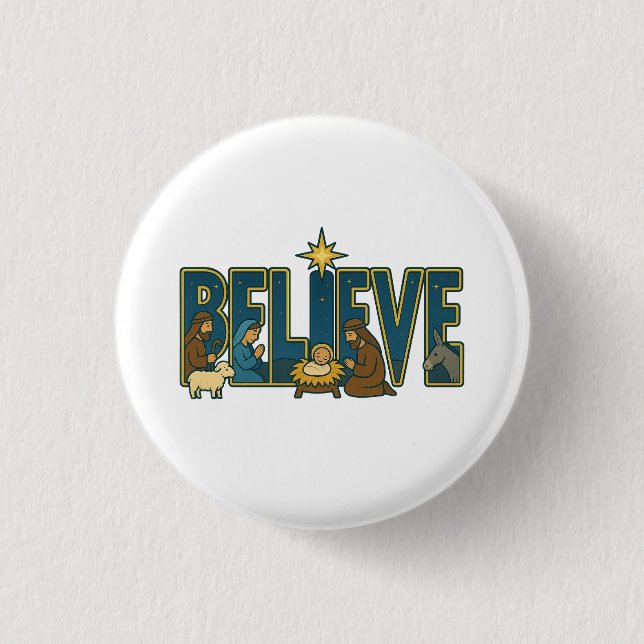 Badge Rond 2,50 Cm Croire nativité (Devant)