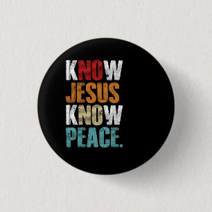 Badge Rond 2,50 Cm Croix chrétienne Connaître la paix Connaître Jésus