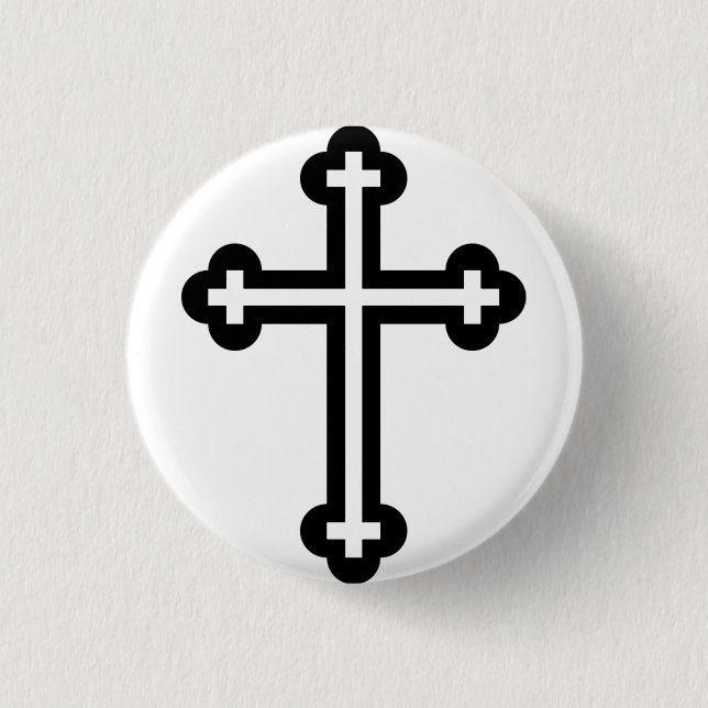 Badge Rond 2,50 Cm Croix chrétienne noire (Devant)