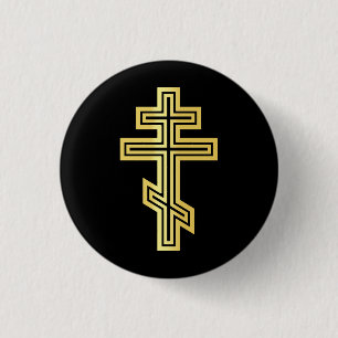 Badge Rond 2,50 Cm Croix chrétienne orthodoxe