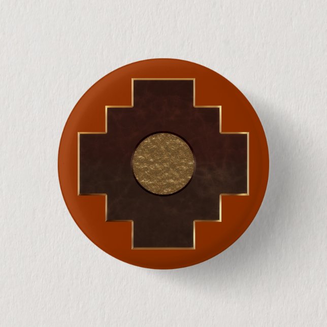 Badge Rond 2,50 Cm Croix de Chakana (Devant)