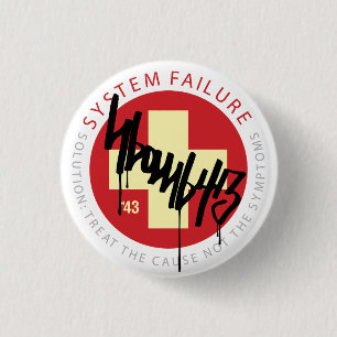 Badge Rond 2,50 Cm Croix de système - rouge