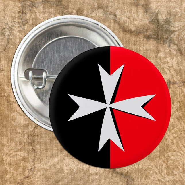 Badge Rond 2,50 Cm Croix Maltaise Blanche, Saint-Jean, Drapeau Malte  (Créateur téléchargé)