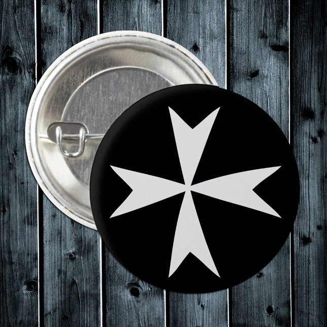 Badge Rond 2,50 Cm Croix maltaise blanche, Saint-Jean, symbole du dra (Créateur téléchargé)