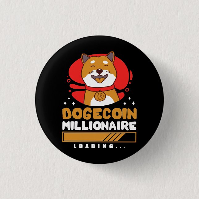 Badge Rond 2,50 Cm Crypto DogeCoin Millionaire Chargement (Devant)