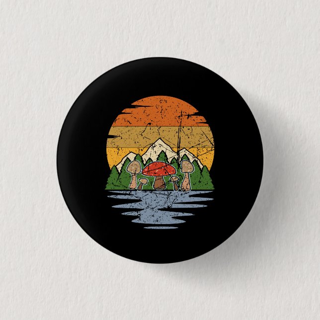 Badge Rond 2,50 Cm Cueillette de champignons rétro (Devant)
