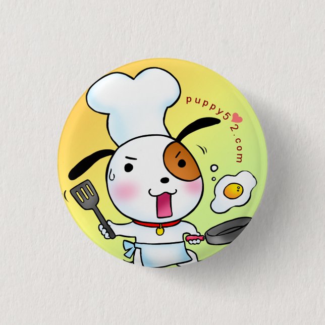 Badge Rond 2,50 Cm Cuisine d'amour de chiot (Devant)
