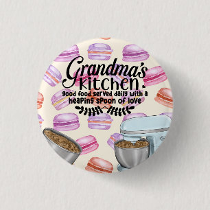Badge Rond 2,50 Cm Cuisine de grand-mère Bonne nourriture servi tous