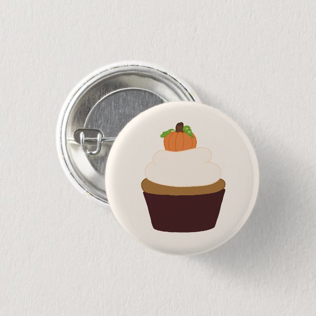 Badge Rond 2,50 Cm Cupcake citrouille - Insigne rond d'arraché (Devant & derrière)