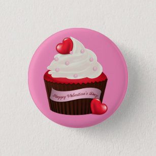 Badge Rond 2,50 Cm Cupcake de la Saint-Valentin Animée