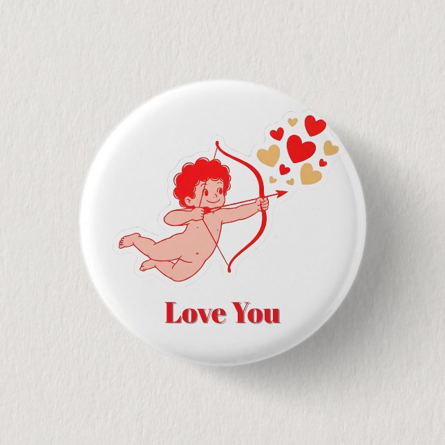 Badge Rond 2,50 Cm Cupidon mignon avec arc et flèche (Devant)