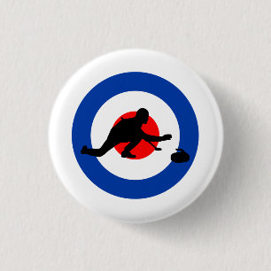 Badge Rond 2,50 Cm Curling Winter Glace Sport Curler Bullseye