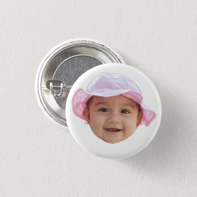 Badge Rond 2,50 Cm Custom Baby Photo, Baby Photo Face (Devant & derrière)
