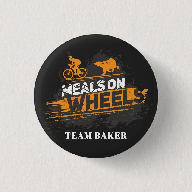 Badge Rond 2,50 Cm Custom Biking Meals on Wheels Cycling Team Gag (Devant)