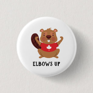 Badge Rond 2,50 Cm Custom Canada Beaver coudes vers le haut drôle