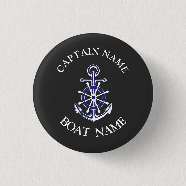 Badge Rond 2,50 Cm Custom captain sailor buttons (Devant)