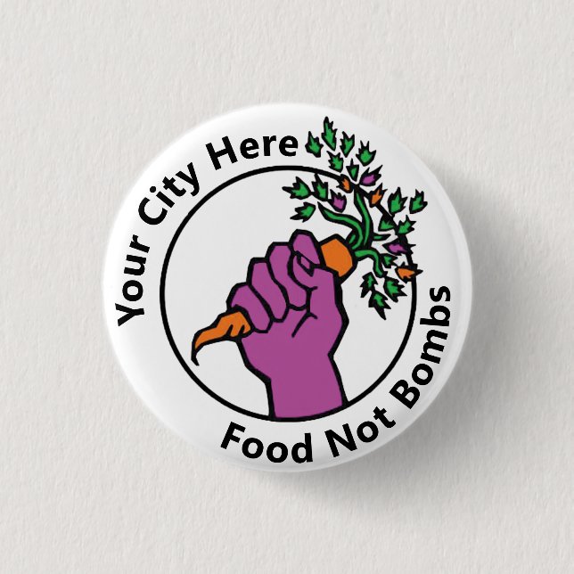 Badge Rond 2,50 Cm Custom Food Not Bombs logo (Devant)