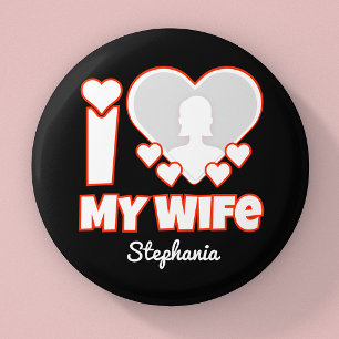 Badge Rond 2,50 Cm Custom Je t'aime ma femme – Ajouter nom & photo