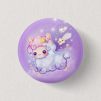 Badge Rond 2,50 Cm Cute alpaca avec l'étoile filante kawaii