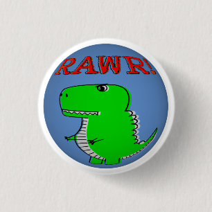Badge Rond 2,50 Cm Cute and Angry Cartoon T-Rex RAWR