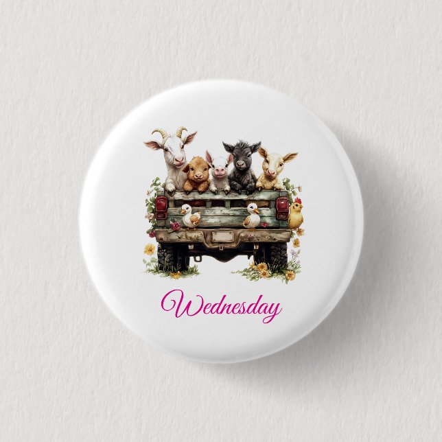 Badge Rond 2,50 Cm Cute Animal Farm On Round Button (Devant)