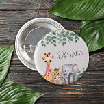Badge Rond 2,50 Cm Cute Aquarelle Safari Animaux Baby shower<br><div class="desc">Faites de votre baby shower un moment inoubliable avec ce bouton de baby shower sur le thème du safari. Le design est composé d'adorables girafes aquarelles, tigres et éléphants, ce qui en fait un hôtel à la fois charmant et élégant. Utilisez les outils de conception pour customiser le texte, la...</div>