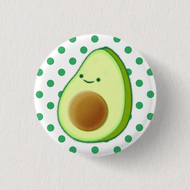 Badge Rond 2,50 Cm Cute Avocado Dessin Pois verts (Devant)
