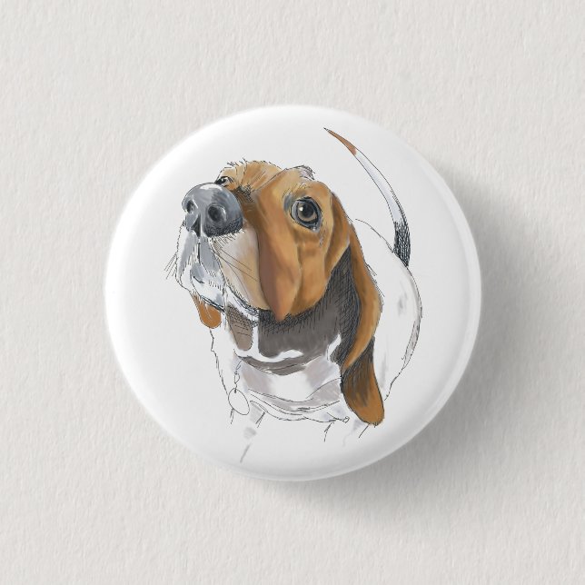 Badge Rond 2,50 Cm Cute Basset Hound Lovable Close (Devant)