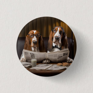 Badge Rond 2,50 Cm Cute basset hounds lecture journal