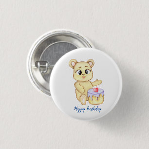 Badge Rond 2,50 Cm Cute Bear Thème Fête d'anniversaire du garçon