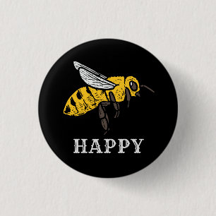 Badge Rond 2,50 Cm Cute Bee Happy Custom