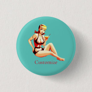 Badge Rond 2,50 Cm Cute Blonde Martini Bikini Girl Thunder_Cove
