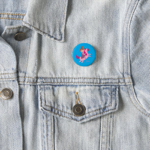 Badge Rond 2,50 Cm Cute Blondie Haired Girl équitation sur une licorn