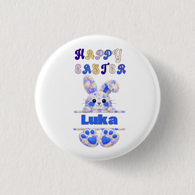 Badge Rond 2,50 Cm Cute Boy Easter Bunny Personalize (Devant)