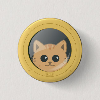 Badge Rond 2,50 Cm Cute Cat Peeking Through Boat Porthole Window