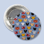 Badge Rond 2,50 Cm Cute chat<br><div class="desc">Beaucoup de chats mignons sur un arrière - plan bleu moyen. Idéal pour les fous ou les chats sains. Art original de Nic Squirrell.</div>