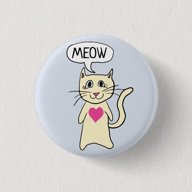 Badge Rond 2,50 Cm Cute chat Meow (Devant)