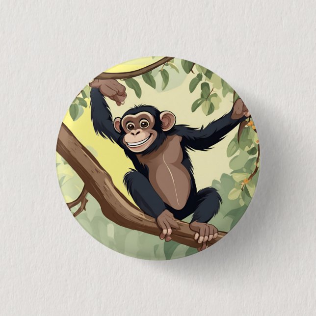 Badge Rond 2,50 Cm Cute Chimpanzé (Devant)
