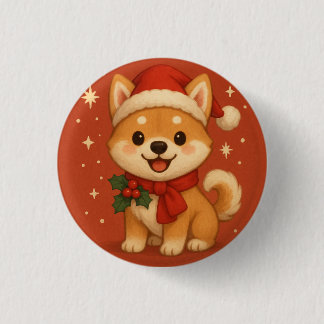 Badge Rond 2,50 Cm Cute Christmas Puppy